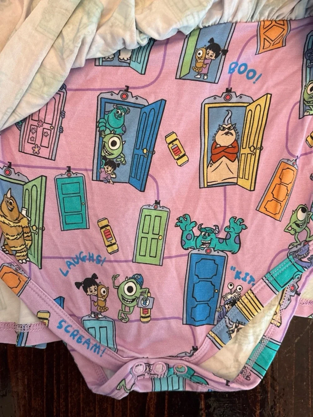 Little Sleepies Pink Monsters Doorprint Long Sleeve One-Piece